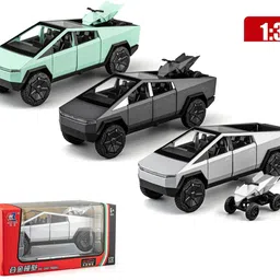 skstore Tasla Cyberpickup 1:32 Metal Die Cast Car Open Door, Light Sound Kids image 5