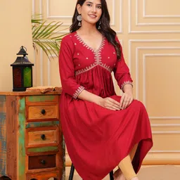 lakshay fashion Women Embellished Viscose Rayon Anarkali Kurta-picture-32