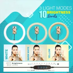 Delight 10" Inch LED Ring Light with 7Ft Tripod Stand Combo for Insta/YouTube Reels Ring Flash image 3