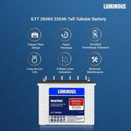 luminous ICON1600 Pure Sine Wave Inverter with ILTT26060 Tubular Inverter Battery image 4