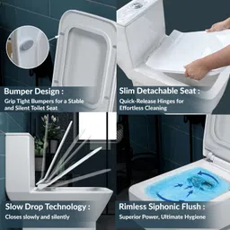 plantex Ceramic Rimless Western Toilet/Water Closet/Commode With Seat-S Trap Outlet (APS-748) Western Commode image 4