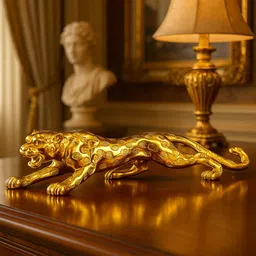 shyam lalla handicraft Luxurious BIG 24K Gold Plated Jaguar Showpiece Home Decor, gift, Car Dashboard Decorative Showpiece - 27 cm image 5