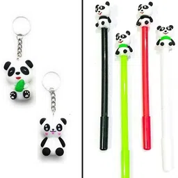 rza (Panda Pouch Combo with,1 Pen and 2 Panda Key Chain (Pack of 4) Geometry Box image 3