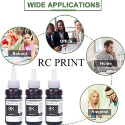 R C Print compatible ink for T664 L100,L110,L130,L200,L210,L220,L300,L455,L555 Black Ink Bottle image 3