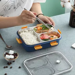 privatecave 3 Compartment Stainless Steel Lunch Box, Leakage Proof Lunch Box 3 Containers Lunch Box-picture-13