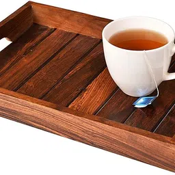 s f enterprises Wooden Serving Tray, Tea/Coffee, Snacks Serving Platter for Table & Kitchen used Tray image 4