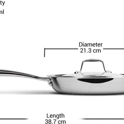milton Pro Cook Triply Stainless Steel Fry Pan with Lid Fry Pan 20 cm diameter with Lid 1.2 L capacity image 4