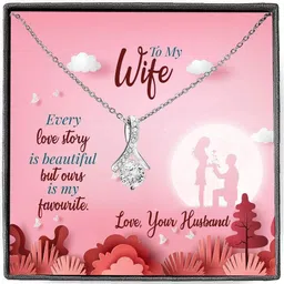 rakva Gift Future Wife Every Love Story Is Beautiful But Ours Is My Favorite Necklace Rhodium Zircon Sterling Silver Pendant Set-picture-10