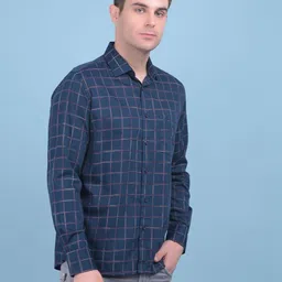 Crimsoune Club Classic Slim Fit Windowpane Checks Pure Cotton Casual Shirt image 4