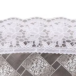 MONKDECOR Grey Geometric Printed Waterproof Round 6-Seater Table Cover image 2