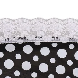 MONKDECOR Black Geometric Printed Waterproof Round 6-Seater Table Cover image 4