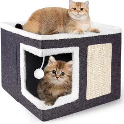 abhsant Cat Houses for Indoor Cat Bed Cave for Cat House with Scratching Pad Fluffy Ball Cat House-picture-21