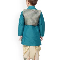 BAESD Boys Mandarin Collar Straight Kurta With Dhoti Pants And Jacket image 5
