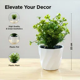 UMAI Green Grass Balls Artificial Flower With Pot image 5