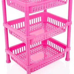 trishva Fruits/Vegetables Kitchen Rack 3 layer kitchen trolly Plastic Kitchen Trolley (DIY(Do-It-Yourself)) Plastic image 5