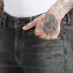 Jack & Jones Men Charcoal Grey Slim Fit Light Fade Stretchable Jeans image 4