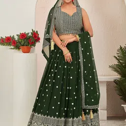 CHANSI Embroidered Sleeveless Ready to Wear Lehenga & Blouse With Dupatta image 2