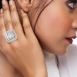Manikya Rhodium Plated Cubic Zirconia Studded Finger Ring image 5