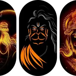 manchii Hanuman Ji Animated Wooden Plank set of 3 Decor Pack of 3 Pack of 3-picture-31