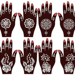 Mehndi Stencil Set for Women & Girls | Reusable Bridal & Festival Mehndi M_F050 Hand Mehndi Stencil Stencil-image-69