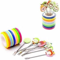 bonbury Steel Fruit Fork Premium Quality Stainless Steel Fork With Fork Holder Steel Fruit Fork Set image 4