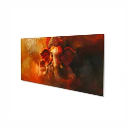 nestroots Canvas Framed Majestic Ganesha on Orange Canvas Wall Painting(18X36 Inch) image 3