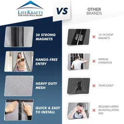 lifekrafts 120 GSM Fiberglass Magnetic Door Fibre Washable Adults Mosquito Net image 5