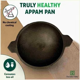 the indus valley Pre-Seasoned Cast Iron Appam Pan - 8.7inch Appachatty 0 L capacity 22 cm diameter image 3