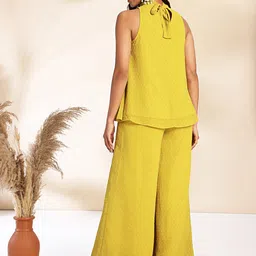 Janasya Women Dobby Chiffon Solid Co Ord Set image 5