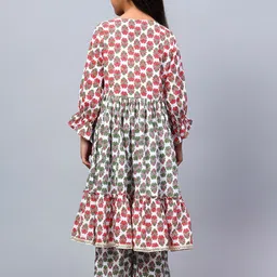 BAESD Girls Ethnic Motifs Printed Pure Cotton A-Line Kurta With Palazzos image 4