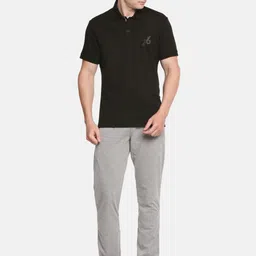Jockey Men Black Solid Regular Fit Polo Pure Cotton T-shirt image 5