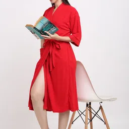 Creeva Belted Knee Length Terry Cotton Bath Robe image 5