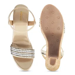 Mochi Gold-Toned Woven Design Block Heels image 2