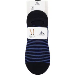 Alvaro Castagnino Men Pack Of 3 Striped Cotton Lycra Shoe Liners Socks image 4