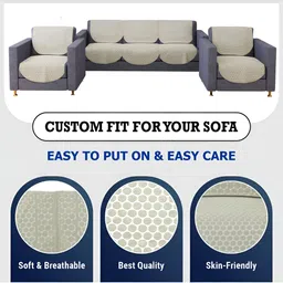 Kuber Industries Cream Cotton Self Design Sofa Cover image 5