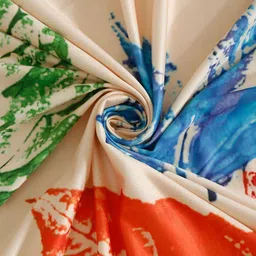 Aura Green & Beige Printed Stretchable Two Seater Sofa Cover With Arms image 5