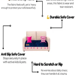 THROWPILLOW Navy Blue & Pink Anti Slip Tassels Sofa Cover image 5