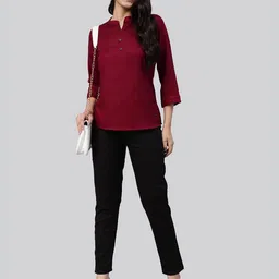 LYRA Purple Mandarin Collar Top image 2