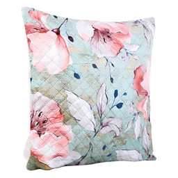 Soumya Green & Pink 2 Pieces Floral Printed Square Cushion Covers image 5