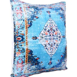 Soumya Turquoise Blue & White 2 Pcs Ethnic Motifs Square Cushion Covers image 4