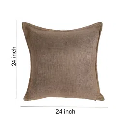 THE CONVERSION Brown 2 Pieces Jute Cotton Square Cushion Covers image 3