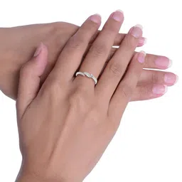 KUBERBOX Wavy 18KT White Gold Diamond-Studded Ring-1.58gm image 3