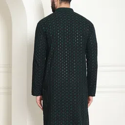 SOJANYA Geometric Embroidered Sequinned Pure Cotton Kurta image 5