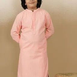 here&now x sanwara Sanwara Dapper & Dazzling Boys Mandarin Collar Thread Work Cotton Straight Kurta image 5