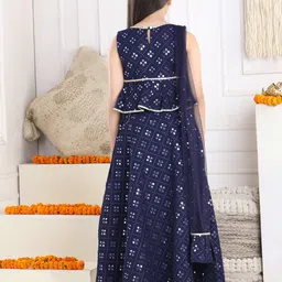 Cutiekins Girls Embellished Mirror Work Ready to Wear Lehenga & Blouse With Dupatta image 3