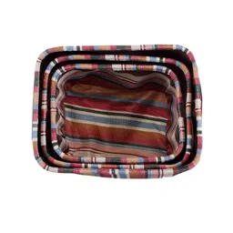 FABINALIV Red & Black 3 Pieces Striped Rectangular Multi Purpose Organisers image 2