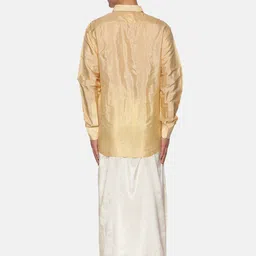 Sethukrishna Men Beige & White Shirt with Dhoti Pants image 3