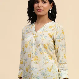 BAESD Floral Printed V Neck Regular Cotton Top image 5