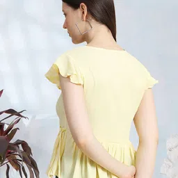 BAESD V-Neck Flutter Sleeve Cotton Wrap Top image 5