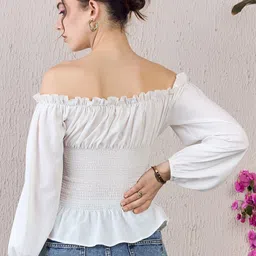 Berrylush Off-Shoulder Tie Ups Detail Bardot Top image 3